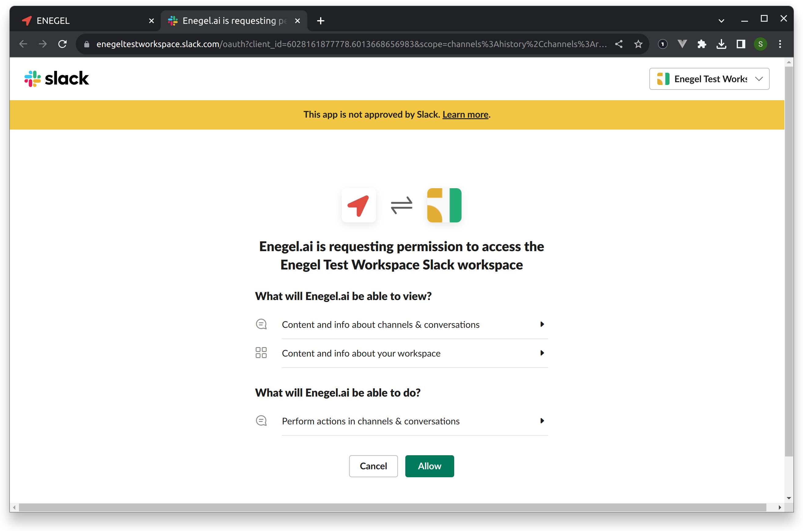 Slack Integration Allow